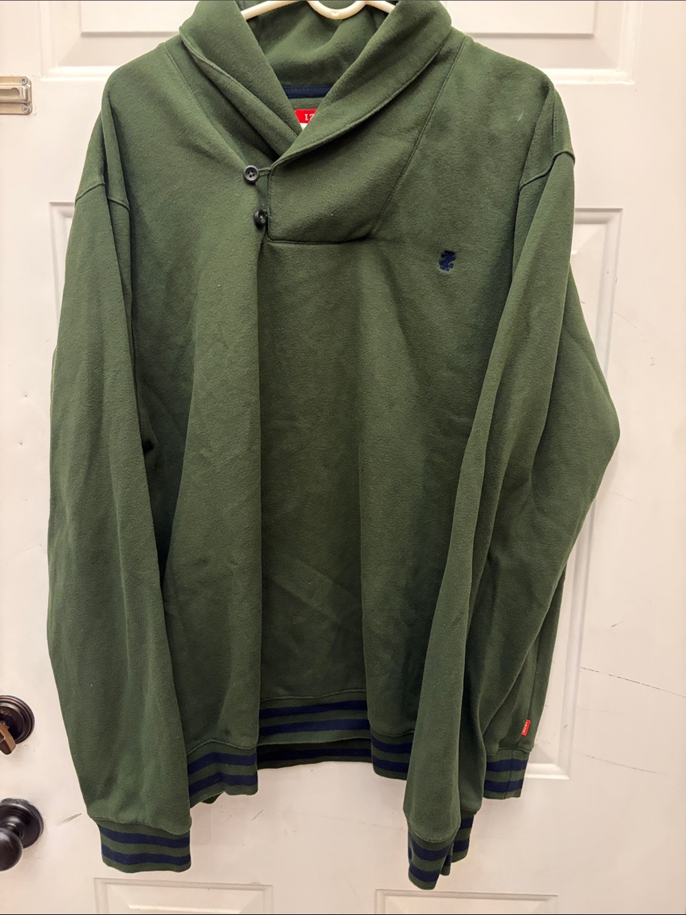 Izod Dark Olive Shawl-Collar Pullover Hoodie